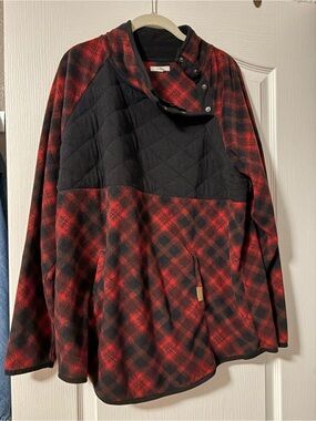 Maurices Red and Black Plaid Fleece Pullover